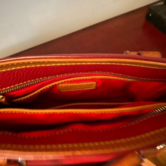 DOONEY & BOURKE Red Maroon Pebbled Leather Tassel Pocket Satchel Handbag - Picture 3 of 3